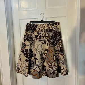 H&M Floral A-line Skirt - Brown and Cream